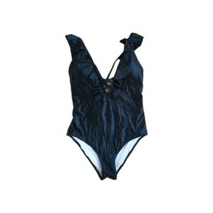 Cacelin One Piece Swimsuit Black Retro Style Pin-up Preppy M/L